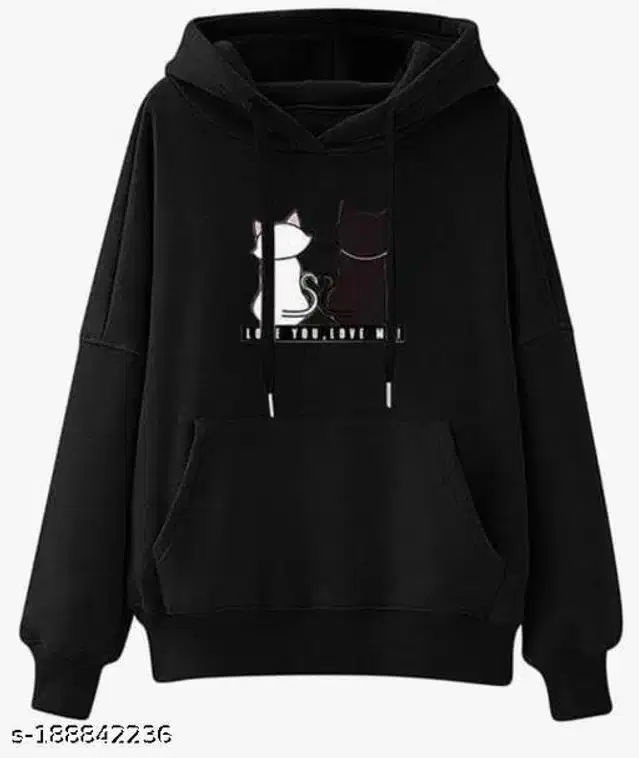 Cotton Blend Hoodie for Women (Black, S)