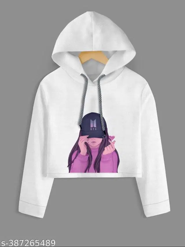 Cotton Blend Hoodie for Girls (White, 3-4 Years)