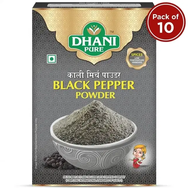 Dhani Pure Black Pepper Powder 10X5 g (Set of 10)