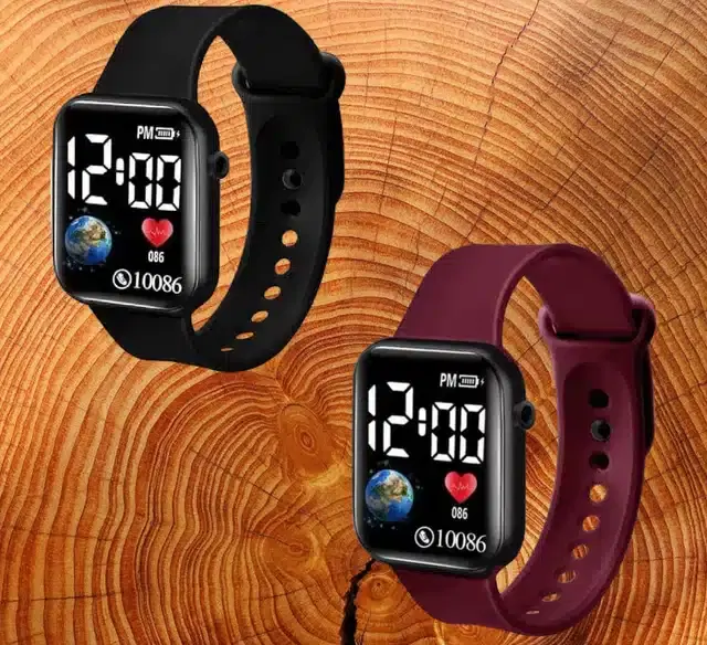 Digital Watch for Men & Women, Pack of 2 (Multicolor)
