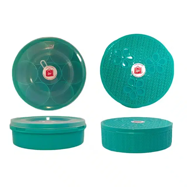 Plastic Round Masala Box, Pack of 2, Assorted, 750 ml