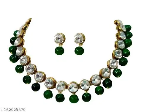 Beautiful Kundan Jewellery Set for Women & Girls, Green