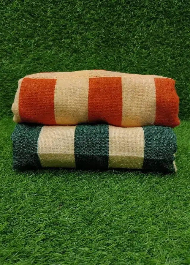 Bath Towel, Pack of 2, Green & Orange, 24x48 inches