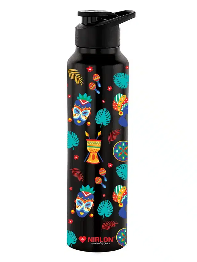 Stainless Steel Insulated Single Wall Water Bottle, Black, 1000 ml