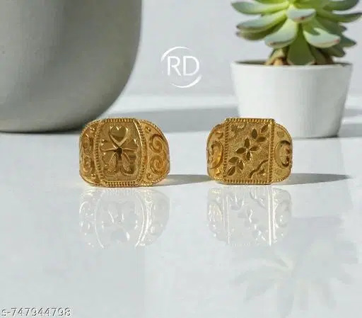 Fancy Rings Pack of 2 for Women (Gold)