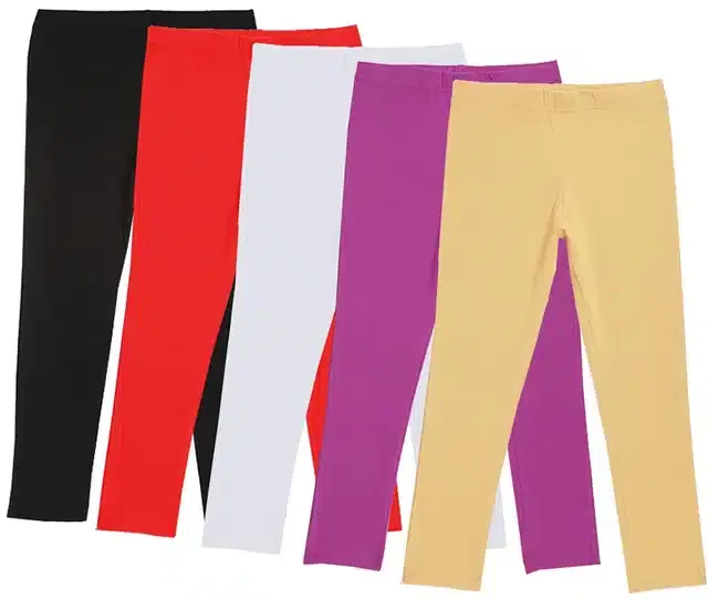 Soft & Comfortable Leggings for Girls, Pack of 5 (Multicolor, 2-3 Years)