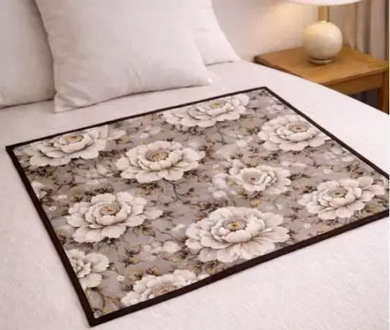 Premium Waterproof Bed Server/Food Mat Brown Floral