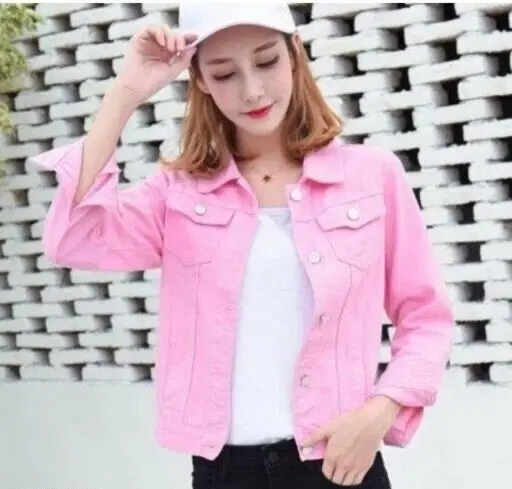 Cotton Blend Solid Jacket for Women, Pink (S)