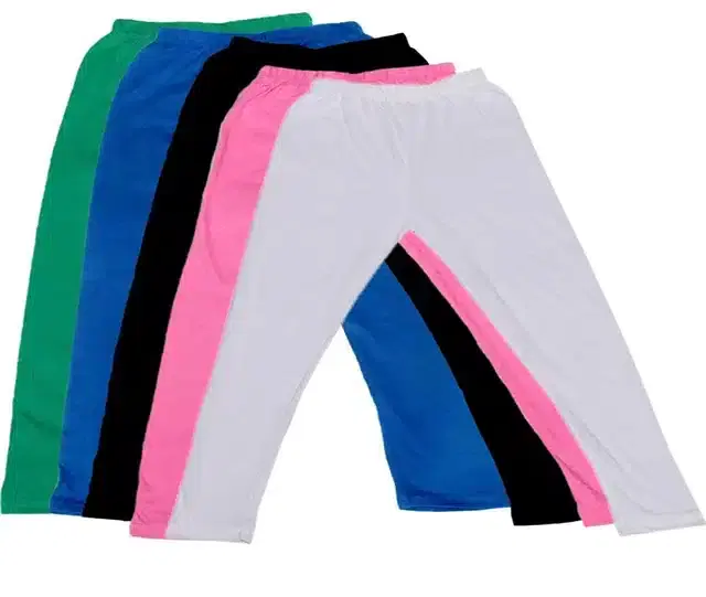 Soft & Comfortable Leggings for Girls, Pack of 5 (Multicolor, 3-4 Years)