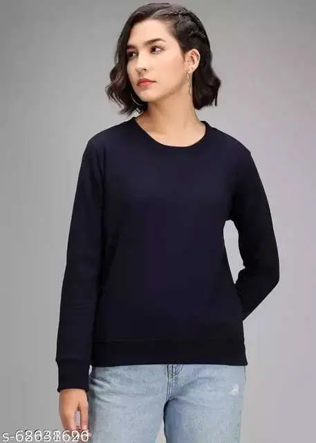 Full Sleeves Sweatshirt for Women (Black, S) (NGSP-1)
