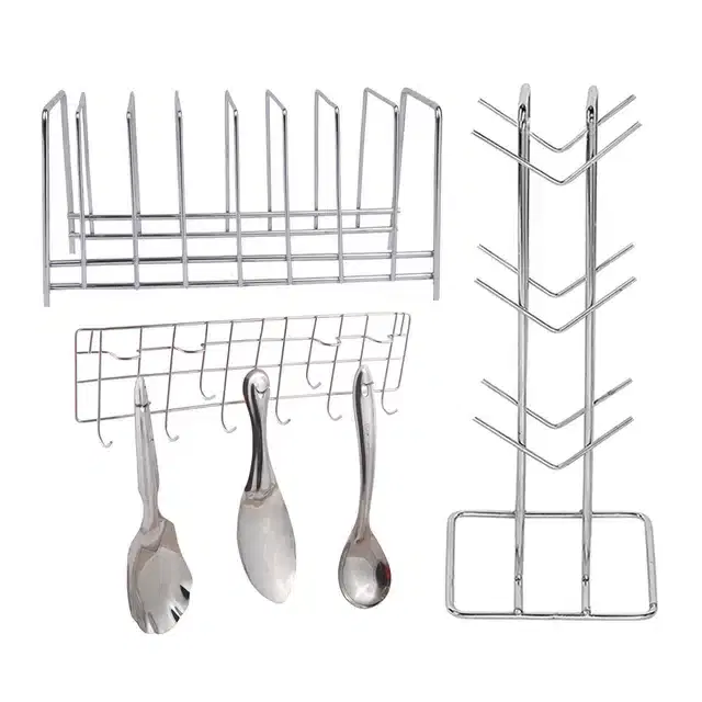 Oc9 Stainless Steel Cup Stand & Plate Stand & Wall Mounted Ladle Hook Rail For Kitchen, Oc-249