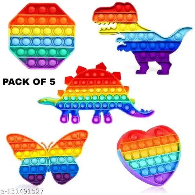 Silicone Pop It, Multicolor, Pack of 5