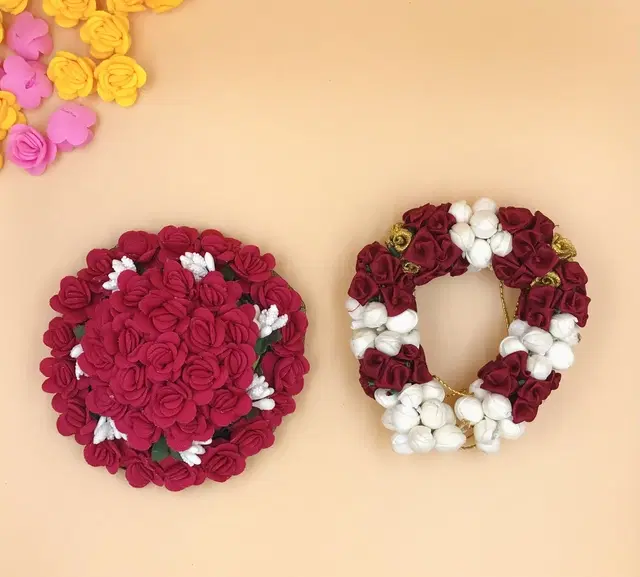 Artificial Flower Reusable Handcrafted Gajra for Women, Pack of 2 (Multicolor)