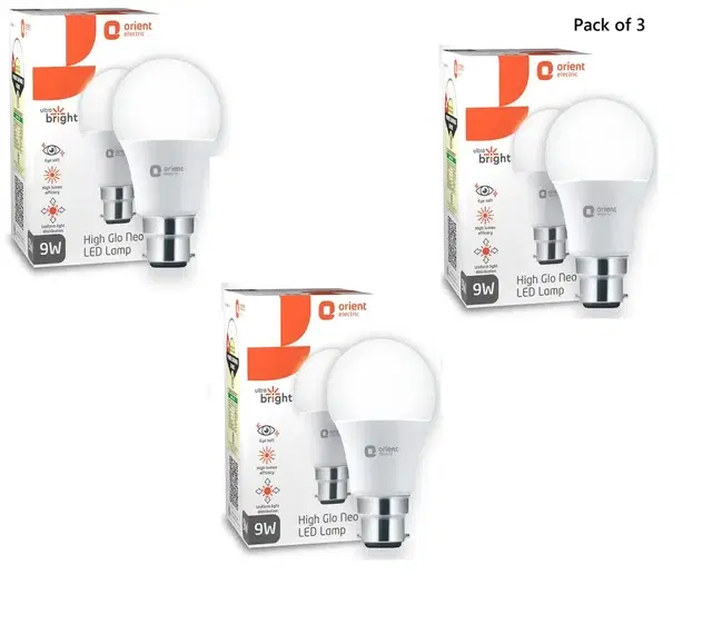 Orient Electric 9 W B22 LED Bulb  (White, Pack of 3)