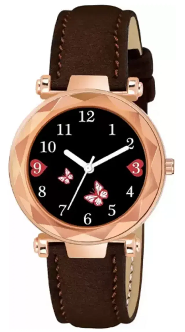 Leather Strap Analog Watch for Women & Girls (Multicolor)