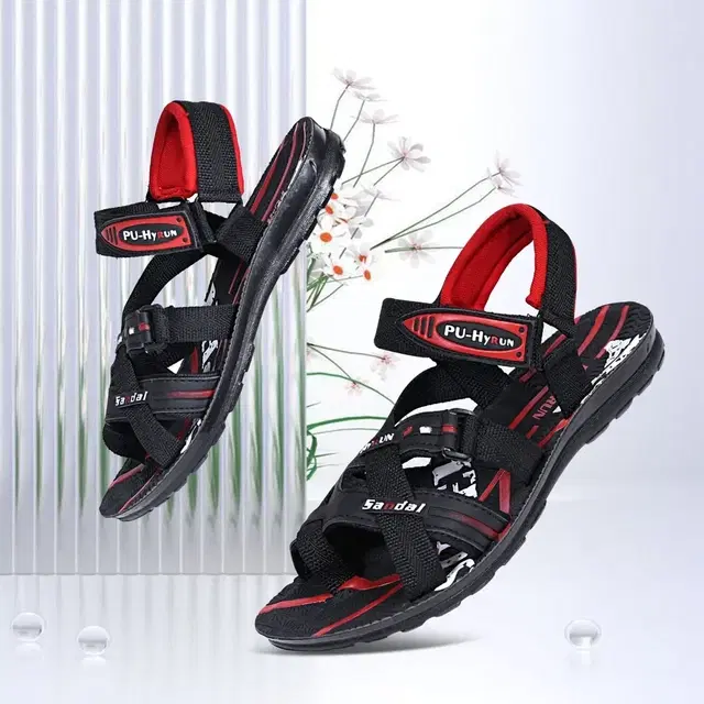 Synthetic Casual Sandals for Men (Black, 6)