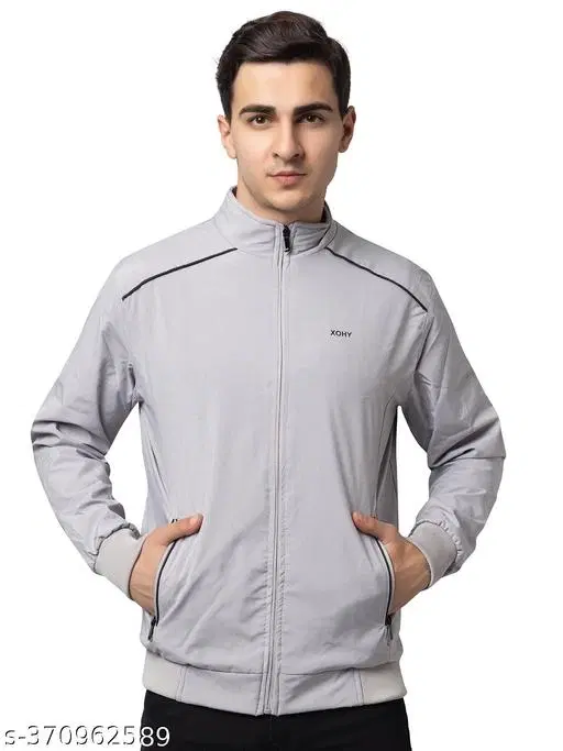 Cotton Blend Full Sleeves Jacket for Men (Grey, XXL)