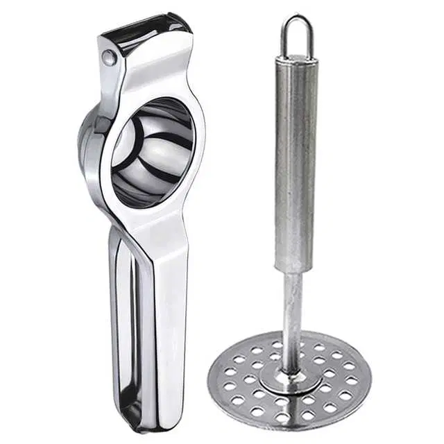 Oc9 Stainless Steel Lemon Squeezer & Potato Masher Kitchen Tool Set, O-19