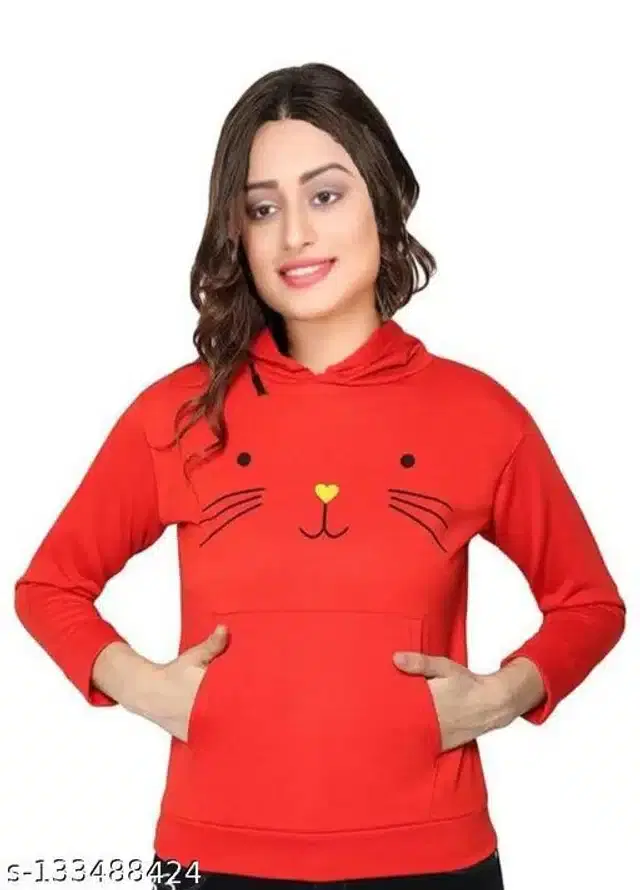 Full Sleeves Hoodie for Women (Red, M)