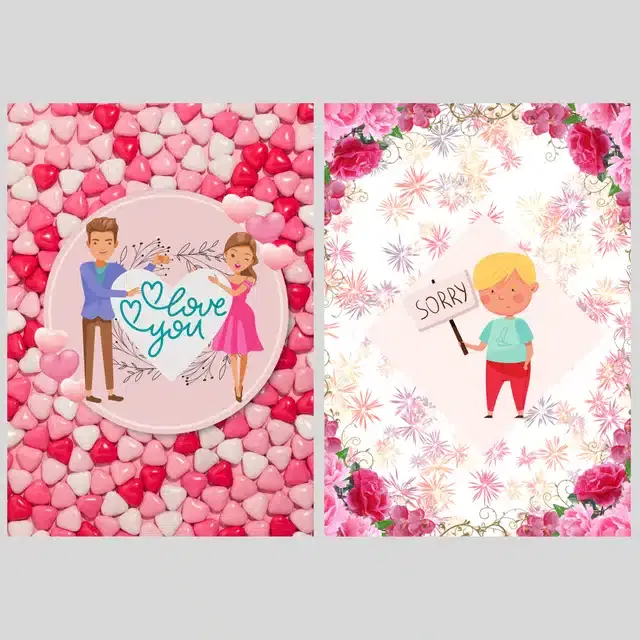 Sorry & Love Printed Cards, Multicolor, Pack of 2