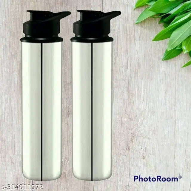Stainless Steel Water Bottles, Pack of 2, Silver, 1000 ml