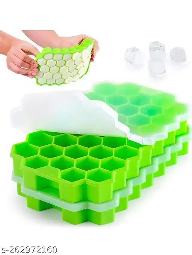 Silicone Ice Cube Moulds, Green, Pack of 2