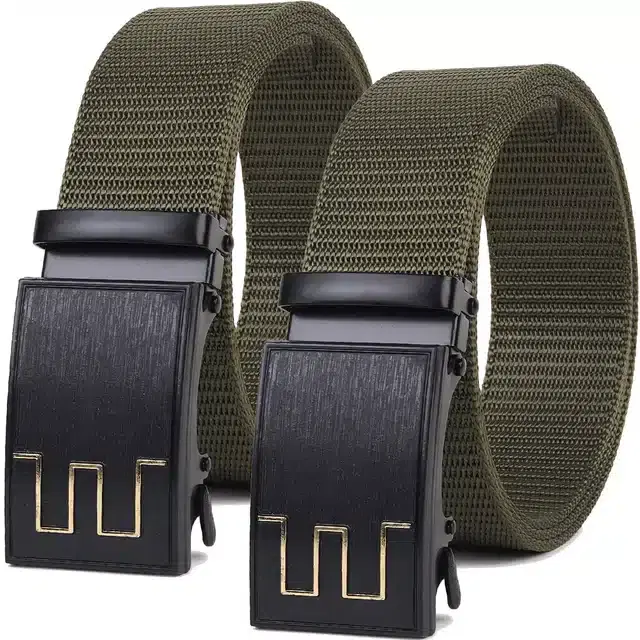 Casual Nylon Belts for Men, Pack of 2 (Green)