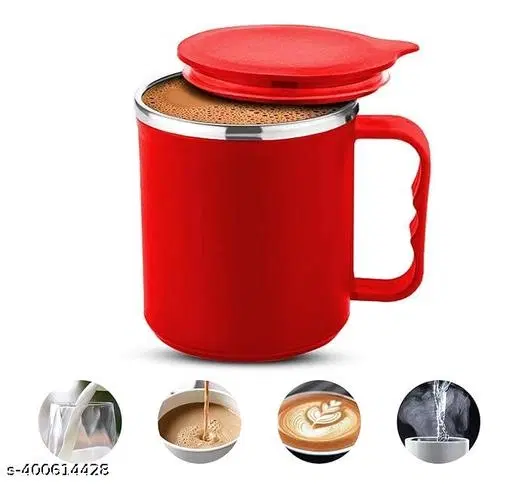 Plastic Insulated Coffee Mug with Lid, Assorted, 300 ml