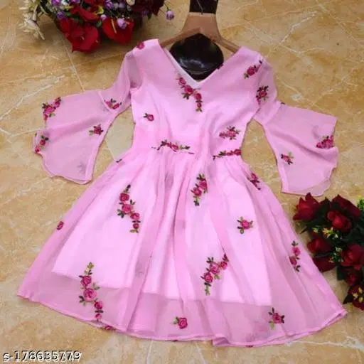 Party Frock for Girls (Pink, XS)