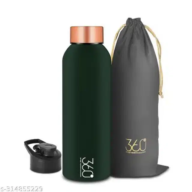 Stainless Steel Water Bottle, Green & Gold, 1000 ml