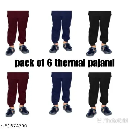 Woolen Thermal Bottomwear for Kids, Pack of 6 (Multicolor, 0-6 Months)