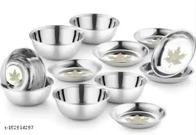 Stainless Steel Bowls, Silver, 300 ml, Pack of 12
