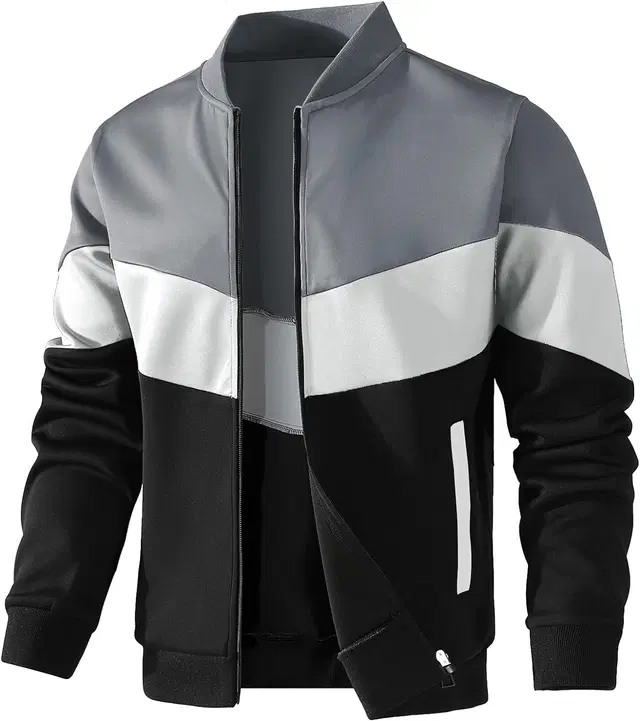 Polyester Colorblocked High Neck Jacket for Men (Multicolor, XL)