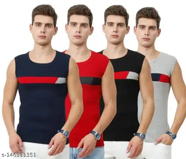 Gym Vests for Men, Pack of 4 (Multicolor, L)