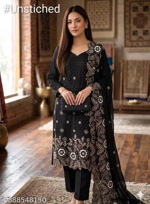 Vichitra Silk Pakistani Suits (6.85 meter for Women (3XL)