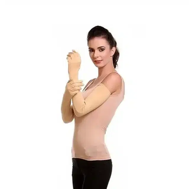 Cotton Arm Sleeves for Unisex, Set of 1 (Beige)