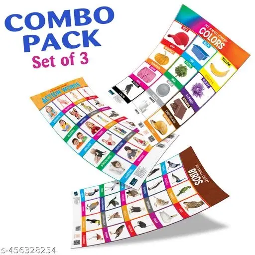 Bookford Publications My small chart Birds, Action Words & Colors (Set of 3)