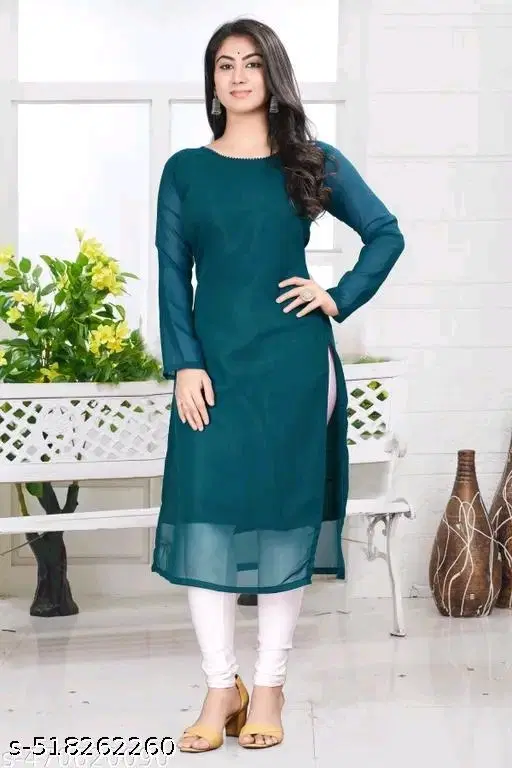 Georgette kurti for Women,  Green  (S)