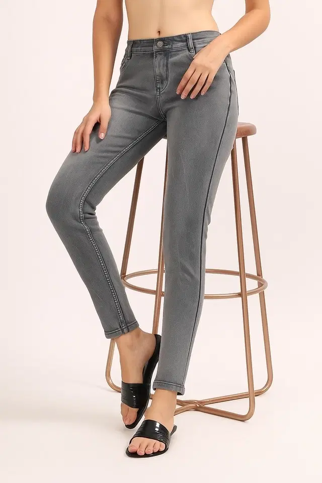 Slim Fit Jeans for Women, Grey (28)