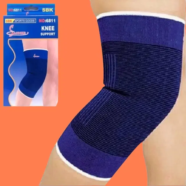 Polyester Solid Knee Sleeves for Women, Blue, Set of 1