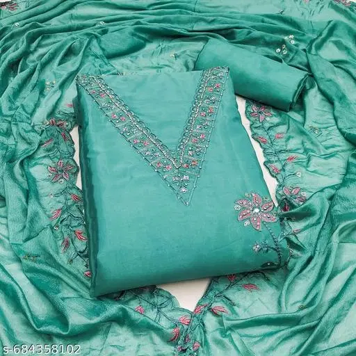 Silk Blend Punjabi/All Over Suits for Women (Multicolor, 5.85 meter (S)