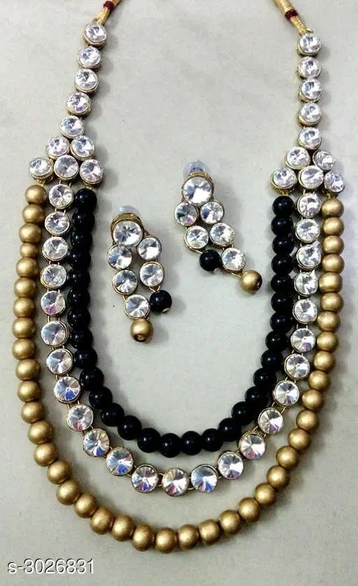 Trendy Kudan & Alloy Women'S Jewellery Set, Black