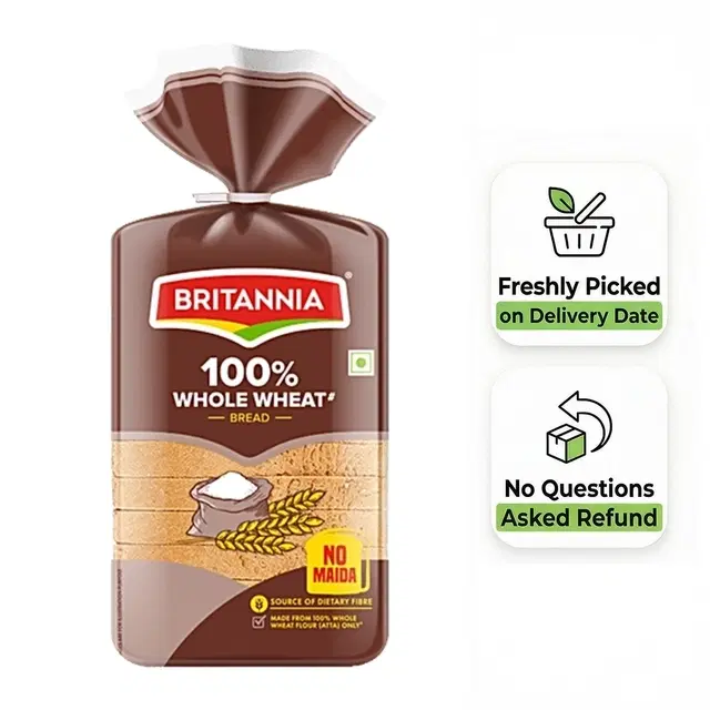 Britannia Whole Wheat Bread, 450 g Pouch