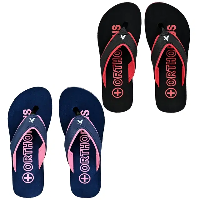 Flip-Flops for Women, Pack of 2 (Multicolour, 3)
