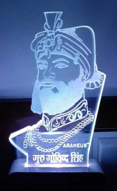 Unicept Guru Govind Singh LED 3D Illusion 7 Color Changing Night Lamp, Multicolor, NE-51