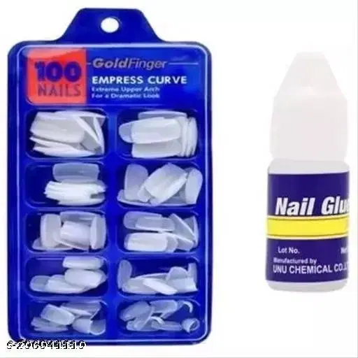 Artificial Nails with Glue, Multicolor, Set of 1
