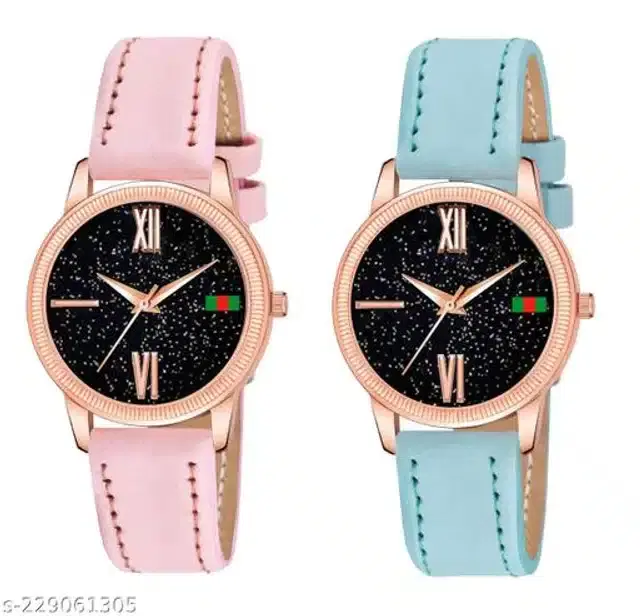 Analog Watch for Women, Pack of 2 (Multicolor)