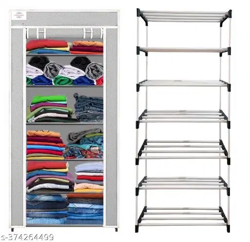 Metal 6 Layer Collapsible Multipurpose Rack, Grey