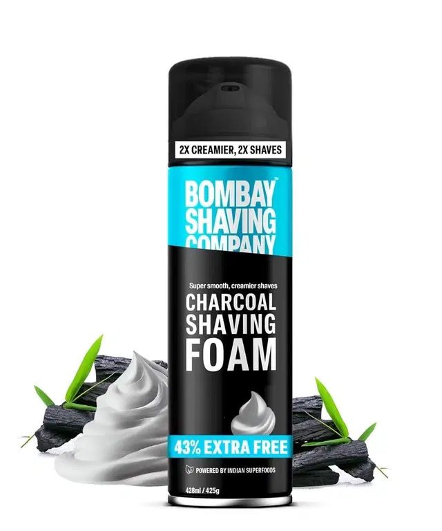 Bombay Shaving Company Charcoal Shaving Foam For Men, 425 g (43% Extra) | More Than 100 Shaves | Activated Charcoal And Moroccan Argan Oil || Prime Exclusive Foam