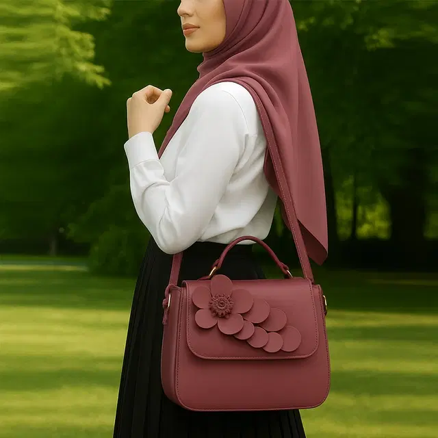 Syntethic Leather Solid Sling Bag for Women (Pink)